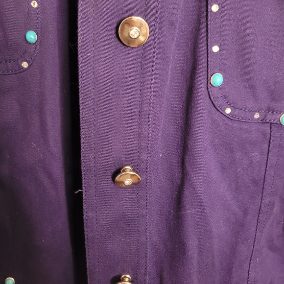 Maggie Sweet Rhinstoned Button Up Lightweight Jacet Size Large - Picture 4 of 5